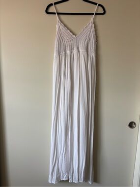 Sacred Threads Cream Textured Rib Knit maxi dress